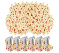 JHKNNK Cajas de Papel Kraft para Embalaje de Joyas y Cosméticos, 30 Unidades, Tamaño 6.5x6.5x3 Cm, Diseño Cuadrado Amarillo Flor Peonía, Reutilizables y Aptas para Envolver Jabón