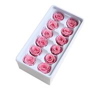 JHKNNK Flores Inmortales Boda 12 Piezas Rosas Claras 3-4 CM Cabezas para Decoración Regalos Ramos DIY