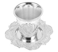 JHKNNK Juego de Copa Kiddush de Metal con Platillo para Shabat y Festividades, Diseño Elegante en Aleación de Zinc, Símbolo de Tradición Judía