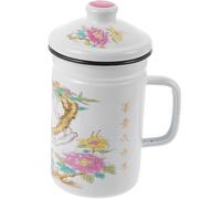 JHKNNK Taza de Café Esmaltada Colador Incorporado, Capacidad Amplia y Diseño Compacto, para Uso Diario Llevar