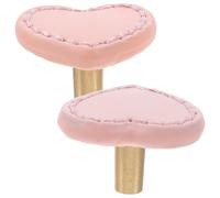 JHKNNK Tiradores para Cajones y Armarios Infantiles de Latón, Diseño Corazón, Pack de 2 Unidades en Piel Rosa, Tamaño Compacto, para Muebles de Habitación Infantil, Acabado Brillante y