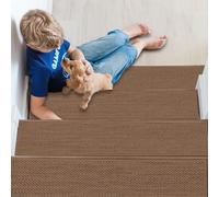 JHLGRE Antideslizantes para Escaleras, 20cm*76cm 15pcs, Alfombra Antideslizante, Alfombrillas para Escalones Interior, Lavable, Reutilizable, Marrón