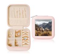 JHLMN Joyero para mujer, estuche de viaje de cuero, llamas in the andes, organizador de joyas portátil, mini estuche de viaje con cremallera para aretes, pulseras, anillos, collares