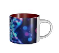 JHLMN Taza de café de cerámica de 15 onzas con mango grande, tazas de té de hélice genética, tazas de té novedosas, tazas de té grandes de porcelana para hombres y mujeres, trabajo de oficina