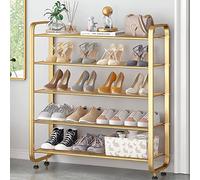 JHLP Zapatero multifuncional dorado - Armario de almacenamiento de 5 niveles para tacones altos, zapatillas y pantuflas - Organizador perfecto para entrada o armario con función de estante para