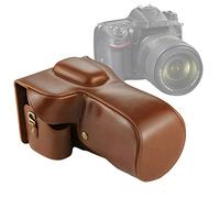 JHMJHM - Funda de piel sintética para cámara Nikon D7200 D7100 D7000 (objetivo 18-200/18-140 mm) (negro), marrón