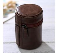 JHMJHM - Funda para cámara de fotos, accesorios para lentes pequeños, estuche de piel sintética con cremallera para lente de cámara DSLR, tamaño: 11 x 8 x 8 cm (negro), color: café