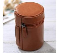 JHMJHM - Funda para cámara de fotos (tamaño mediano) con cremallera, de piel sintética, para lente de cámara DSLR, tamaño: 13 x 9 x 9 cm (negro), color marrón