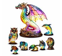 JHNGYJY Lámpara de Mesa Animal Estilo Vidriera Vintage,Luz Nocturna LED USB Lámpara de Mesita Decorativa de Resina para Dormitorio 22cm/8.6in,Regalo para Amantes de los Animales, Dragon