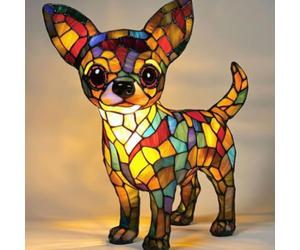 JHNGYJY Lámpara de Mesa Serie Perro - Lámpara Retro de Resina, Luz Nocturna 3D Cachorro, Lámpara de Noche USB Animales para Dormitorio, Salón y Regalo Amantes de los Perros, Chihuahua B