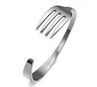 JHNGYJY Tenedor Pulsera Pulsera Ajustable Acero Inoxidable Apertura En Forma De C Pulsera Con Puño De Horquilla Para Hombres Mujeres Joyería Cumpleaños Navidad Regalo, Talla única, Acero inoxidable