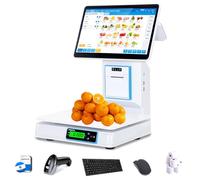 JHOMHF Caja Registradora Inteligente Todo En Uno, Sistema POS con Báscula Incorporada, Pantallas Táctiles Duales De 15,6 Pulgadas, 8 GB De RAM, SSD De 128 GB, For Comercio Minorista(Singlescreen)