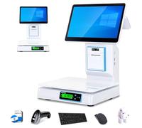 JHOMHF Caja Registradora Todo En Uno For Sistema POS Supermercado Empresarial con Báscula Minorista Impresora Escáner De Código Barras Pantalla Táctil Capacitiva 15,6'' 8GB RAM SSD 128G(Singlescreen)