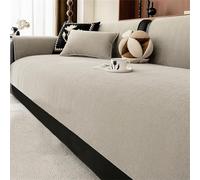 JHOMHF Funda de sofá de Chenilla con diseño de Espiga Impermeable Antideslizante seccional Universal for sofás Modernos(Light Brown,4 Seat 35″x95″)