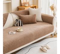 JHOMHF Funda de sofá de Franela súper Suave Antideslizante de Jacquard a Cuadros Lavable Protectora for Muebles seccionales(Coffee,1pc/43"x82"/Rectangular)