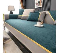 JHOMHF Funda de sofá esquinero con Forma de LU elástica Antideslizante for sofás de 1 2 3 4 plazas de Cuero Madera Tela Protector antiarañazos for Mascotas(Green,110X210cm)