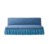 JHOMHF Funda elástica for futón con diseño de faldón Funda elástica for sofá Cama de tamaño Completo Protector de Muebles Lavable máquina for sofás sin Brazos(Style 1: Blue,Small)