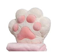 JHSDHYD Cojines 34/40cm Bear&Cat Paw Pillow with Two Holes Flannel Blanket Colorful Stuffed Fluffy Animal Handwarmer Pillow For Winter Warm(White,34cm Without Blanket)