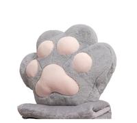 JHSDHYD Cojines 34/40cm Bear&Cat Paw Pillow with Two Holes Flannel Blanket Colorful Stuffed Fluffy Animal Handwarmer Pillow For Winter Warm(Grey Pink,40cm with Blanket)