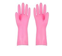JHSDHYD Guantes Limpieza 2Pcs Flocked Lining Household Gloves Heavy Duty PVC Rubber Cleaning Non-Slip Grip For Dicsh Washing Kitchen Warm Cold Weather(Pink)