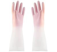 JHSDHYD Guantes Limpieza Washing Gloves Dishwashing Cleaning Rubber Household Long Thickening WomenGloves Sleeve Floral Glove Waterproof Kit(Pink-L)