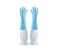 JHSDHYD Guantes Limpieza Washing Gloves Dishwashing Cleaning Rubber Household Long Thickening WomenGloves Sleeve Floral Glove Waterproof Kit(Blue)