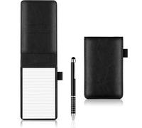 JHSDHYD Libreta Pequeña Juego de porta blocs notas bolsillo con bolígrafo, minicuadernos portátiles cuero, escritura, material escolar oficina(Black)