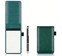 JHSDHYD Libreta Pequeña Juego de porta blocs notas bolsillo con bolígrafo, minicuadernos portátiles cuero, escritura, material escolar oficina(Green)