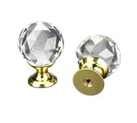 JHSDHYD Pomos De Cristal 2 pomos redondos de cristal transparente con forma diamante 25/30 mm for cocina, cajón, escritorio, armario, etc(30mm-God)