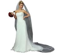 JHSDHYD Velo Novia Velo de novia blanco de 1 capa, 3,5 m de largo y 2,75 m de ancho, hecho a mano con cuentas de cristal y peine.