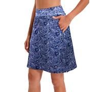 Jhsnjnr Falda de tenis para mujer, casual, hasta la rodilla, faldas de golf con bolsillos, falda deportiva para entrenamiento, Patrón Ondulado Azul, Large