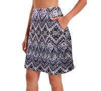 Jhsnjnr Falda pantalón de golf para mujer con bolsillos, longitud hasta la rodilla, cintura elástica, falda de tenis atlética activa, Patrón gris y azul, M