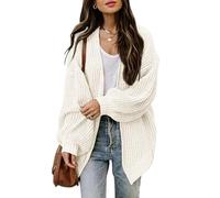 Jhsnjnr Suéter de punto grueso con frente abierto para mujer, manga larga tipo farol, cárdigan de punto de gran tamaño, beige, XL