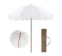 Jhuiquenix Blanco Sombrilla Playa 200 Cm Parasol Jardín Exterior Grande con Flecos Sombrillas Terraza Protección UV50+ Sombrilla Jardín Inclinable Portátil Boho Beach Umbrella For Sand Impermeable