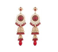 Jhumka Jhumka Jhumki Tassel Drop Pendientes Dangle Declaración de timbre étnico Indicador Anendista tradicional para mujeres Festival de bodas de cristal Bohemio Bollywood Jewelly Gift