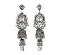 Jhumka Jhumka Jhumki Tassel Drop Pendientes Dangle Declaración de timbre étnico Indicador Anendista tradicional para mujeres Festival de bodas de cristal Bohemio Bollywood Jewelly Gift