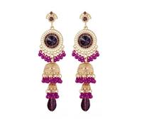 Jhumka Jhumka Jhumki Tassel Drop Pendientes Dangle Declaración de timbre étnico Indicador Anendista tradicional para mujeres Festival de bodas de cristal Bohemio Bollywood Jewelly Gift