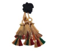 Jhumka & Mirror Punjabi Parandi - Extensión de pelo, borlas trenzadas, patiala shahi, paranda, accesorios para el pelo, color negro, diseño dorado y multicolor (multicolor)