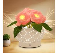 JHXLAMP Regalos de cumpleaños para mujeres, lámpara de flores de rosas, lámpara táctil, luces alimentadas por pilas, luz nocturna pequeña de atenuación de 3 colores, regalos para mamá para el día de