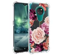 Jhxtech Funda de teléfono para Nokia 6.2, Nokia 7.2 TA-1193 niñas mujeres, delgada, a prueba de golpes, transparente, patrón floral, suave y flexible, cubierta protectora de TPU para Nokia 7.2, flor