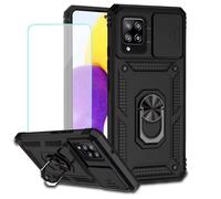 Jhxtech Funda para Galaxy A42 5G, Samsung M42 5G SM-A426 con protector de pantalla de vidrio templado y cubierta para cámara deslizante, anillo magnético, soporte para coche, funda con soporte para