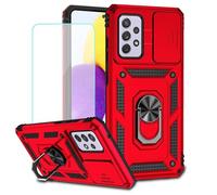 Jhxtech Funda para Galaxy A72 4G/Samsung A72 5G SM-A725F con protector de pantalla de vidrio templado y cubierta de cámara deslizante, anillo magnético para soporte de coche, funda protectora para