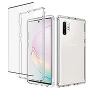 Jhxtech Funda para Galaxy Note 10 PlusNote 10+ 5G SMN975F con protector de pantalla de vidrio templado, carcasa de policarbonato duro transparente de cuerpo completo para Samsung Galaxy Note 10