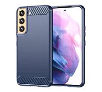 Jhxtech Funda para Galaxy S22, Funda Samsung S22 5G SM-S91B, Funda Ultra Delgada con Absorción de Golpes Fibra de Carbono TPU Fundas Protectoras de Goma para Samsung Galaxy S22 5G Azul Marino