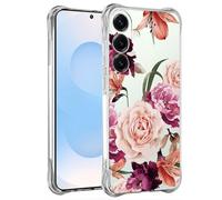 Jhxtech Funda para Galaxy S25 FE, para Samsung S25FE 5G SM-S731B para niñas y mujeres, delgada, a prueba de golpes, patrón floral transparente, suave y flexible, funda protectora de TPU para Samsung