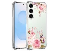 Jhxtech Funda para Galaxy S25 FE, para Samsung S25FE 5G SM-S731B para niñas y mujeres, delgada, a prueba de golpes, patrón floral transparente, suave y flexible, funda protectora de TPU para Samsung
