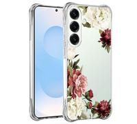 Jhxtech Funda para Galaxy S25 FE, para Samsung S25FE 5G SM-S731B para niñas y mujeres, delgada, a prueba de golpes, patrón floral transparente, suave y flexible, funda protectora de TPU para Samsung