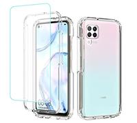 Jhxtech Funda para Huawei P40 Lite 4GNova 6 SENova 7i JNYL21A con protector de pantalla de vidrio templado, carcasa protectora de cuerpo completo transparente de policarbonato duro TPU para Huawei