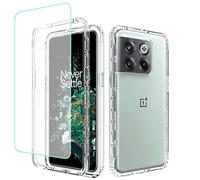 Jhxtech Funda para OnePlus 10T 5G 2022, CPH2415 con protector de pantalla de vidrio templado, carcasa protectora de cuerpo completo transparente de policarbonato duro TPU para OnePlus 10T 5G