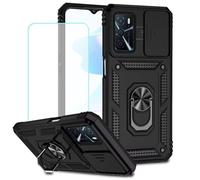 Jhxtech Funda para Oppo A16/A16S/Oppo A54S/A54/Oppo A55 CPH2273 con protector de pantalla de vidrio templado y cubierta para cámara deslizante, anillo magnético, soporte para coche, funda protectora